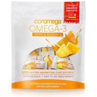 Coromega Omega-3 Tropical Squeeze plus D Tropical Orange — 120 пакетиков Coromega