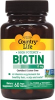 Country Life Биотин -- 10 мг -- 60 капсул Country Life
