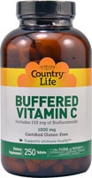 Buffered Vitamin C -- 1000 mg - 250 Tablets (Таблетки) Country Life