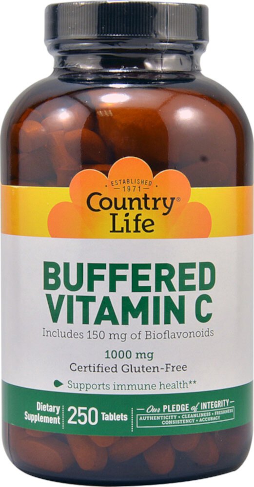 Buffered Vitamin C -- 1000 mg - 250 Tablets (Таблетки) Country Life