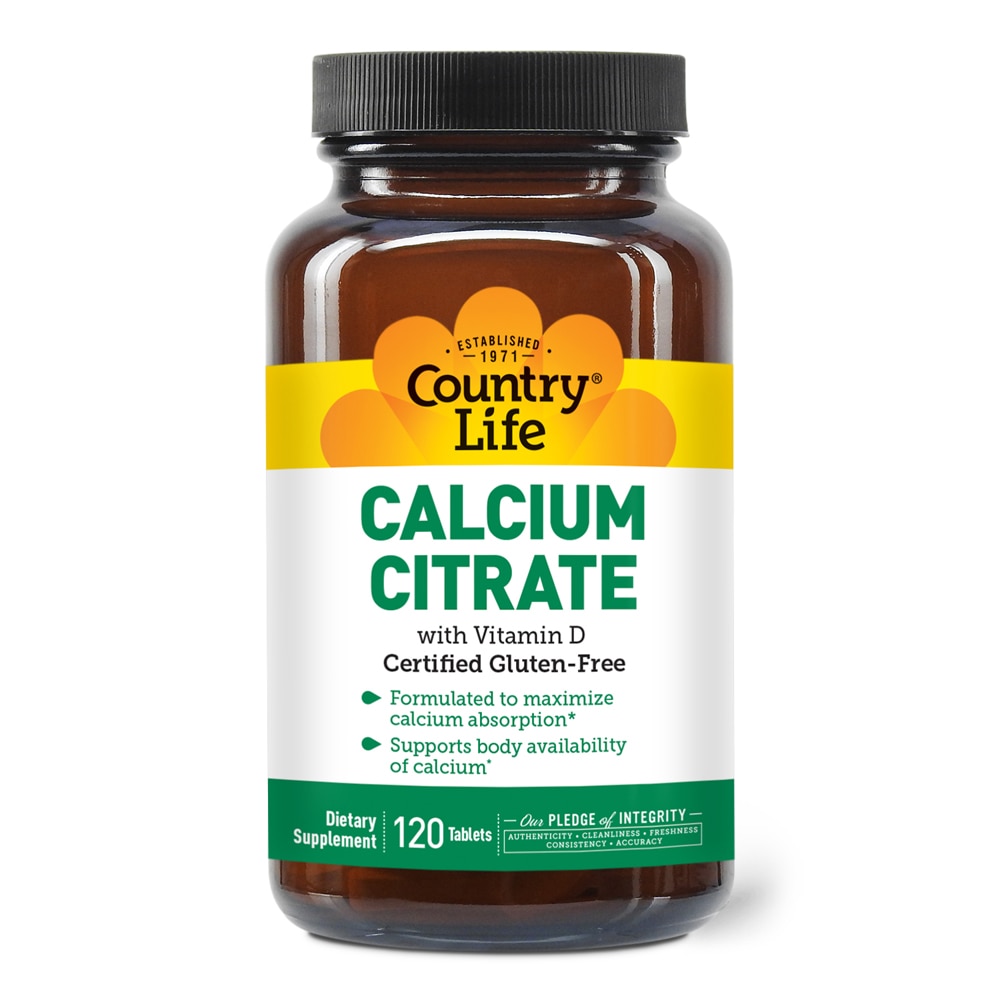 Calcium Citrate with Vitamin D -- 120 Tablets (Таблетки) Country Life