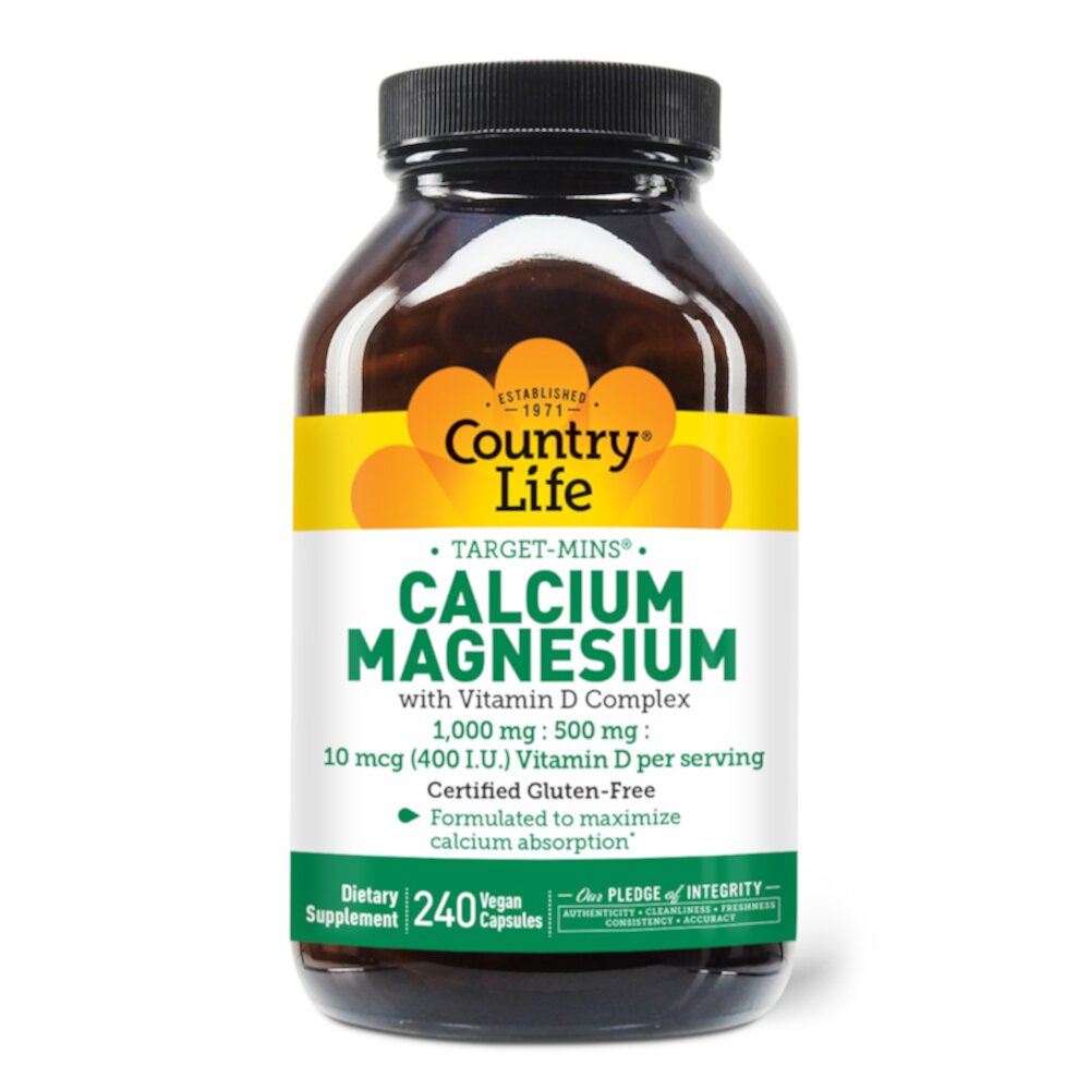 Calcium-Magnesium with Vitamin D Complex -- 240 Vegan Capsules (Веганские капсулы) Country Life