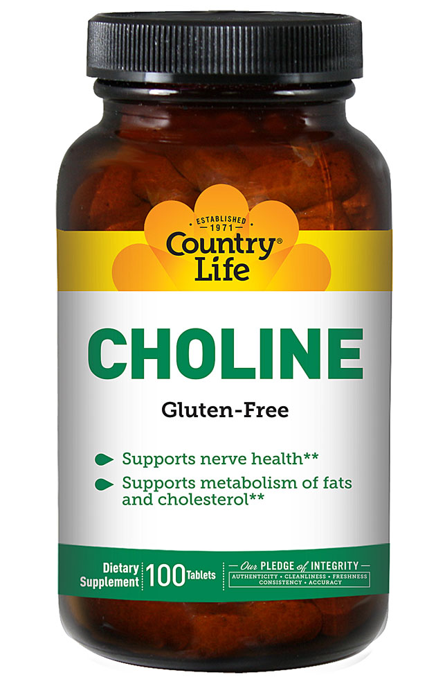 Choline -- 100 Tablets (Таблетки) Country Life