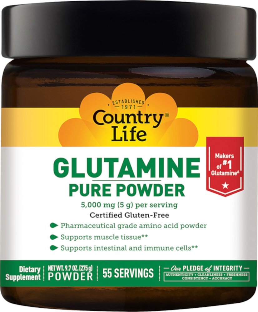 Country Life Glutamine Pure Powder — 5000 мг — 55 порций Country Life