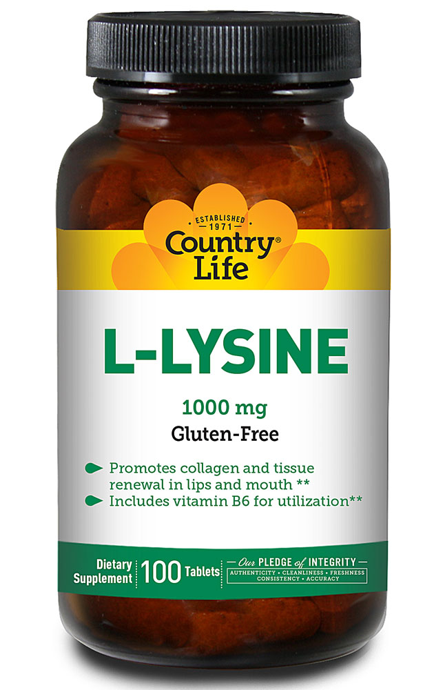 L-Lysine -- 1000 mg - 100 Tablets (Таблетки) Country Life