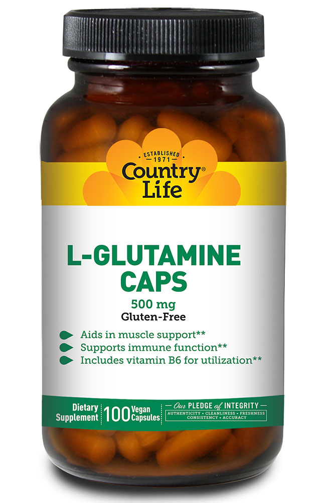 Country Life L-глютамин в капсулах — 500 мг — 100 вегетарианских капсул Country Life