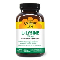 Country Life L-лизин без глютена - 500 мг - 100 вегетарианских капсул Country Life