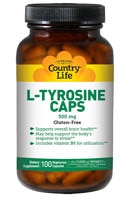 L-Tyrosine Caps -- 500 mg - 100 Vegetarian Capsules (Вегетарианские капсулы) Country Life