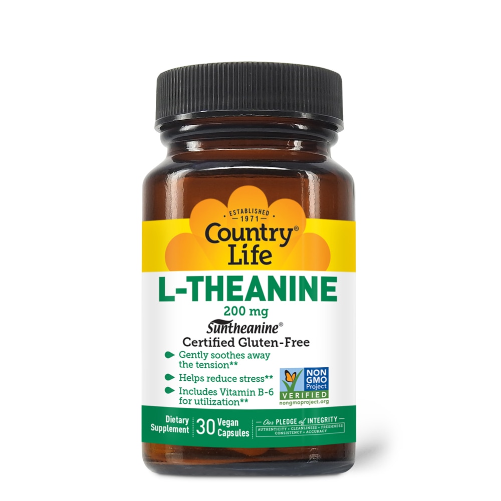 L-Theanine -- 200 mg - 30 Vegetarian Capsules (Вегетарианские капсулы) Country Life