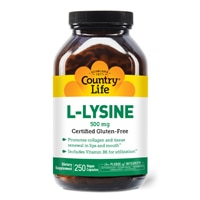 L-Lysine Caps -- 500 mg - 250 Vegetarian Capsules (Вегетарианские капсулы) Country Life