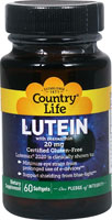 Country Life Лютеин с зеаксантином — 20 мг — 60 мягких таблеток Country Life