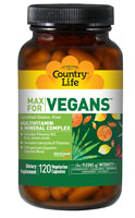 Max for Vegans Multivitamin & Mineral Complex -- 120 Vegan Capsules (Веганские капсулы) Country Life