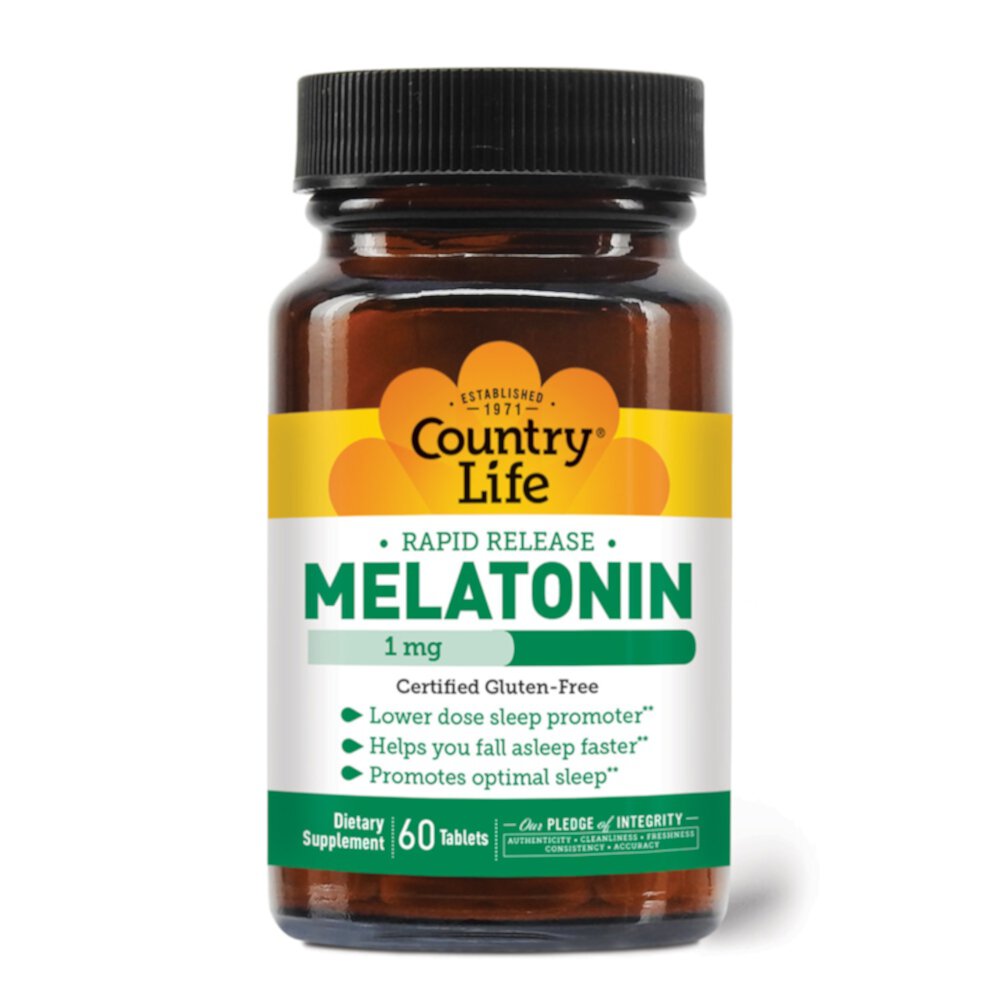 Melatonin -- 1 mg - 60 Tablets (Таблетки) Country Life