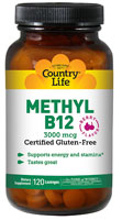 Methyl B12 Berry -- 3000 mcg - 120 Sublingual Lozenges (Пастилки) Country Life