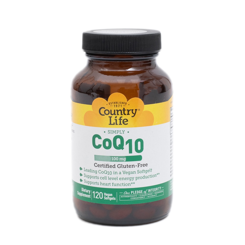 Simply CoQ10 -- 100 mg - 120 Vegan Softgels (Мягкие капсулы) Country Life