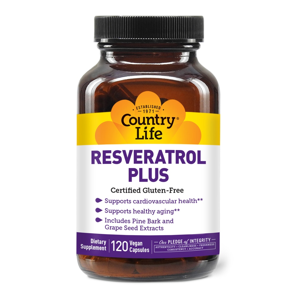 Country Life Resveratrol Plus — 120 веганских капсул Country Life