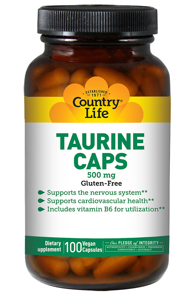 Таурин - 500 мг - 100 веганских капсул - Country Life Country Life