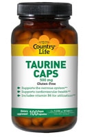 Таурин - 500 мг - 100 веганских капсул - Country Life Country Life
