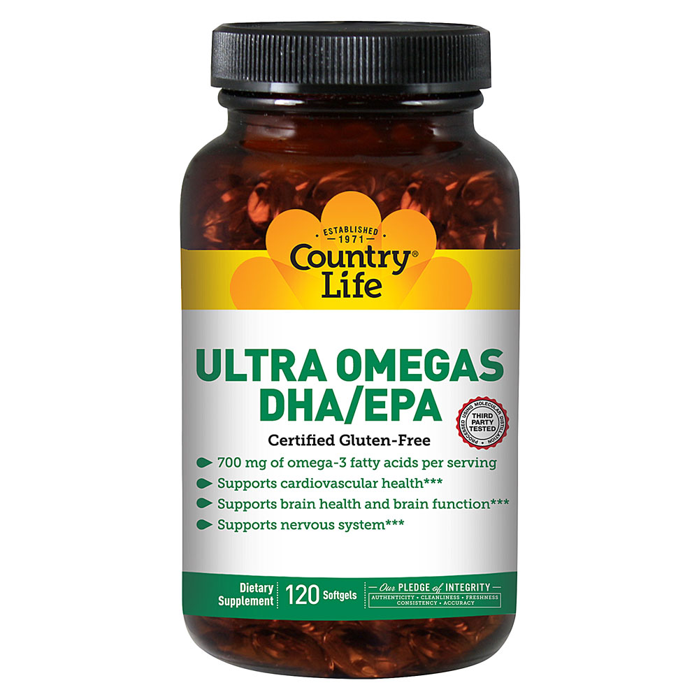 Country Life Ultra Omegas DHA EPA — 120 мягких капсул Country Life