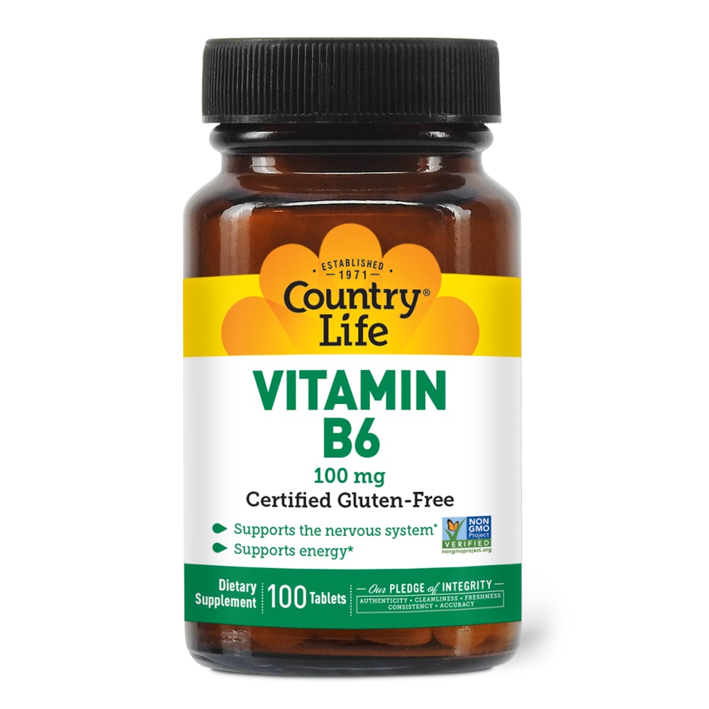 Витамин B-6 - 100 мг - 100 таблеток - Country Life Country Life