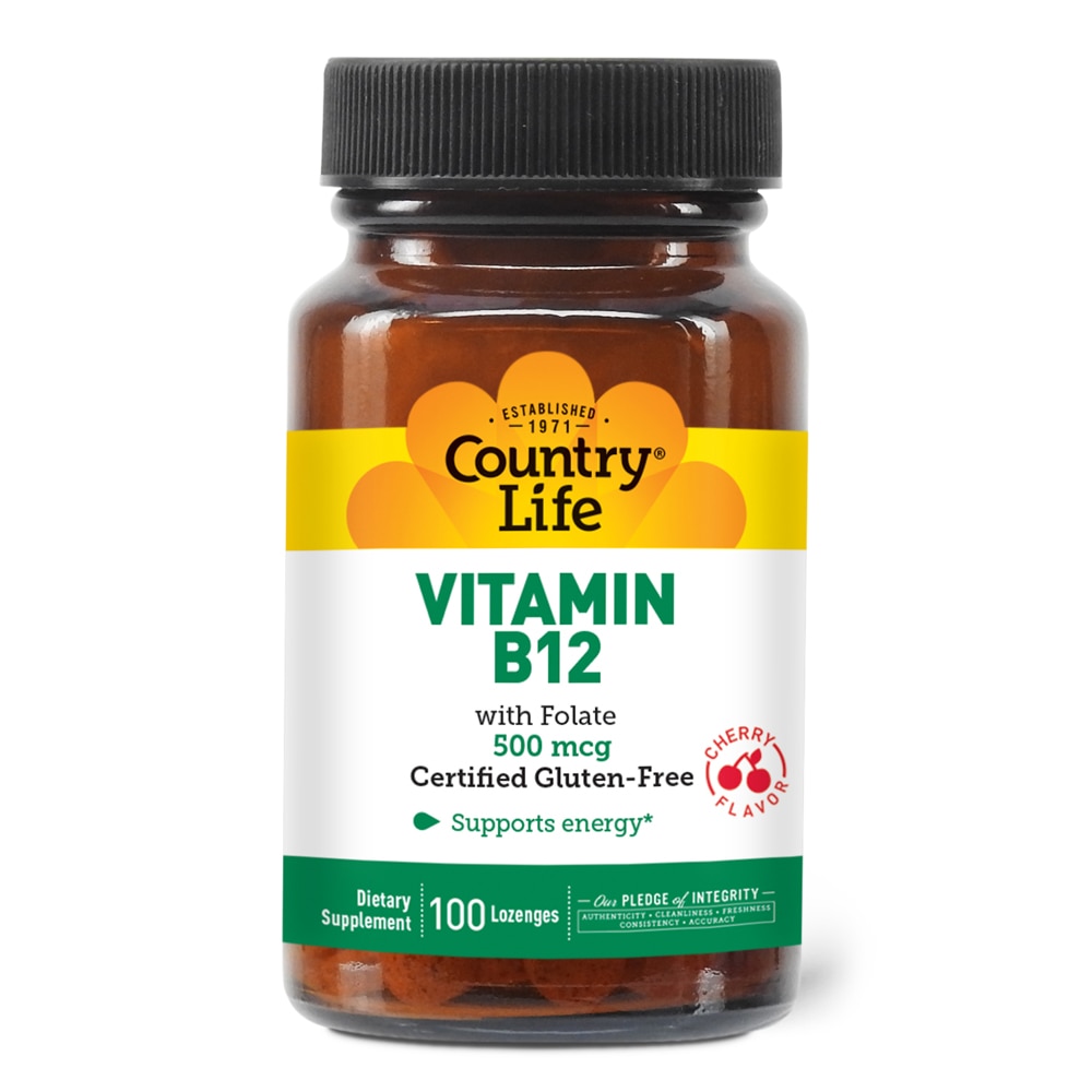 Vitamin B12 Cherry -- 500 mcg - 100 Lozenges (Пастилки) Country Life