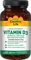 Country Life Витамин D3 – 10 000 МЕ – 30 мягких таблеток Country Life