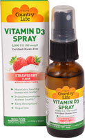Витамин D3 в спрее со вкусом клубники - 5000 МЕ - 150 доз - Country Life Country Life