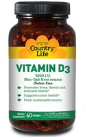 Vitamin D3 -- 5000 IU - 60 Softgels (Мягкие капсулы) Country Life