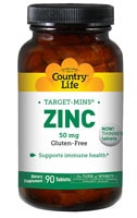 Zinc Target-Mins -- 50 mg - 90 Tablets (Таблетки) Country Life