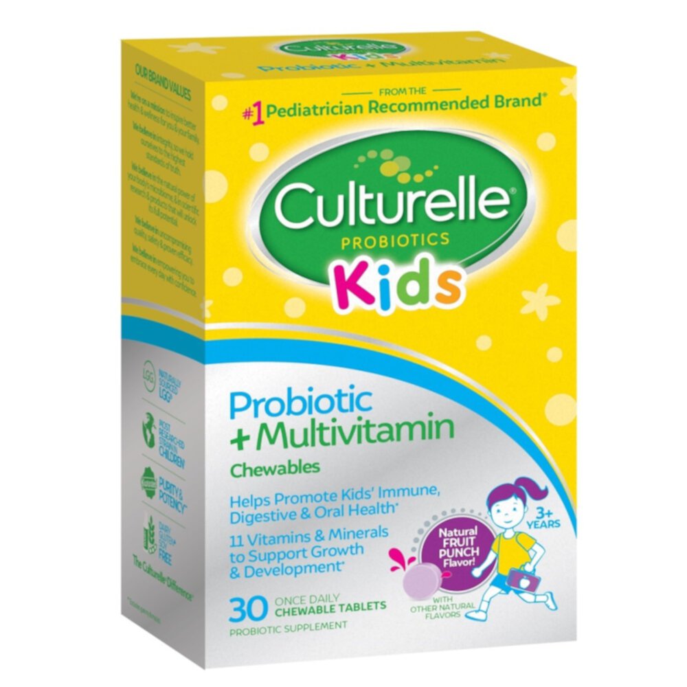 Kids Probiotic Plus Multivitamin Chewables (Жевательные таблетки) Natural Fruit Punch -- 30 Chewable Tablets (Жевательные таблетки) Culturelle