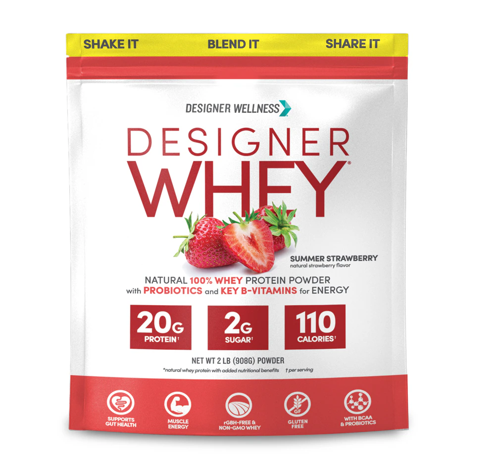 Designer Natural 100% Whey Protein Powder (Порошок) Strawberry -- 2 lbs Designer Wellness