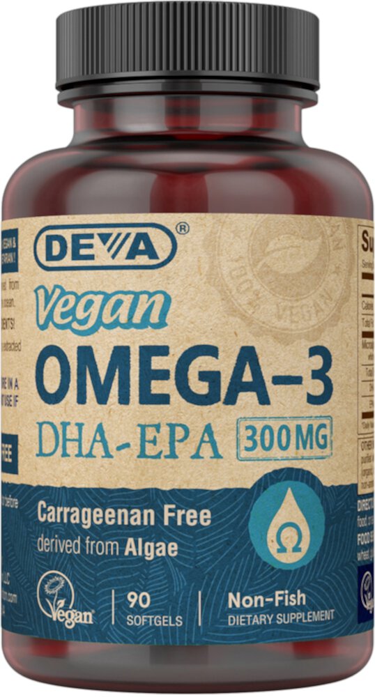 Deva Vegan Omega-3 DHA-EPA — 300 мг — 90 мягких таблеток Deva