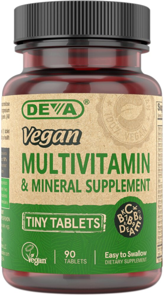 Веганский мультивитамин и минералы в маленьких таблетках - 90 таблеток - Deva Deva