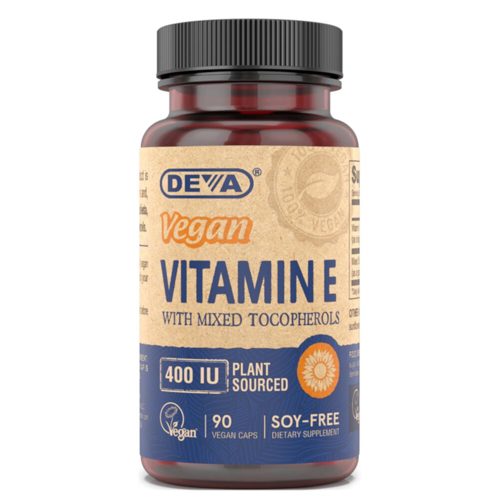 Vegan Vitamin E with Mixed Tocopherols -- 400 IU - 90 Vegan Caps Deva