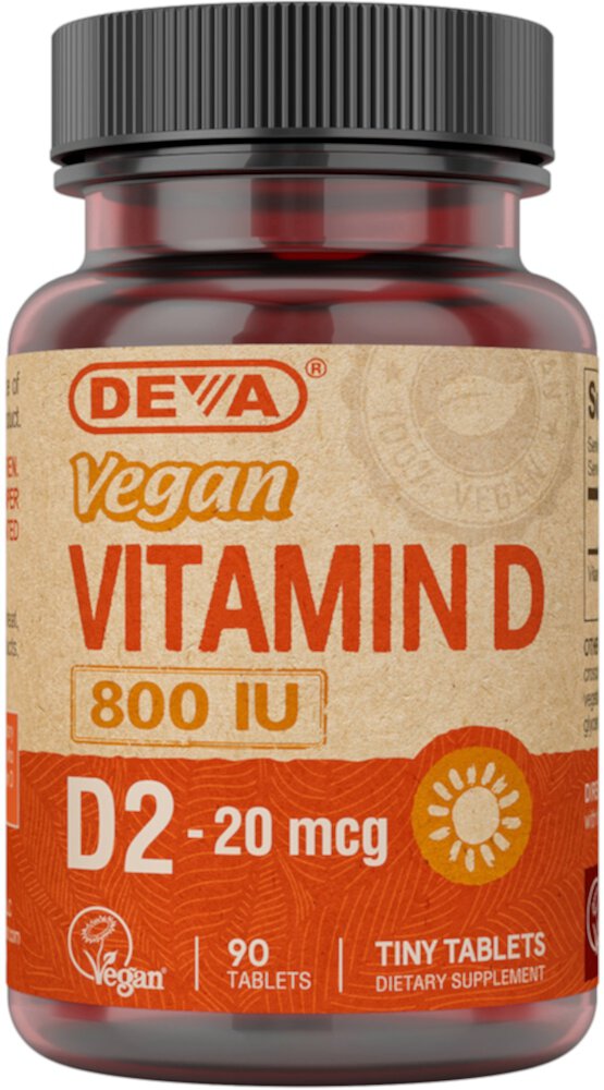 Веганский витамин D - 800 МЕ - 90 таблеток - Deva Deva