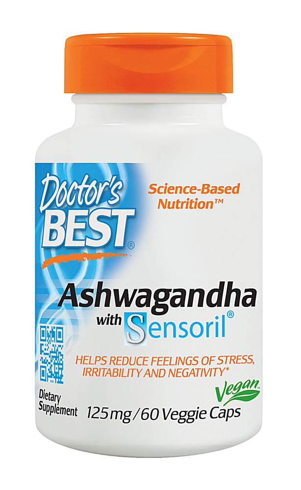 Doctor's Best Ashwagandha с Sensoril® -- 125 мг -- 60 растительных капсул Doctor's Best