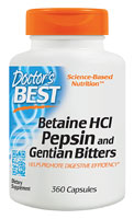 Betaine HCl с пепсином и горькой пижмой - 360 капсул - Doctor's Best Doctor's Best