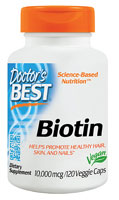 Doctor's Best Биотин -- 10000 мкг -- 120 растительных капсул Doctor's Best