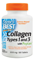 Коллаген Типы 1 и 3 с Peptan® - 1000 мг - 180 таблеток - Doctor's Best Doctor's Best