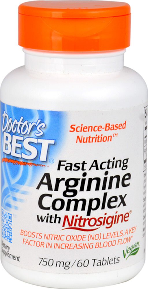 Быстродействующий комплекс L-Аргинина с Nitrosigine® - 750 мг - 60 таблеток - Doctor's Best Doctor's Best