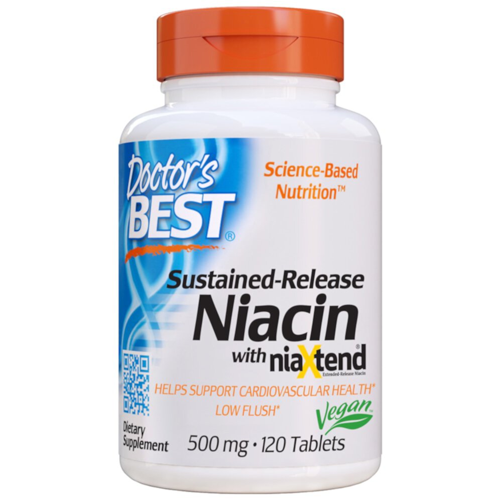 Niacin Sustained-Release with niaXtend® -- 500 mg - 120 Tablets (Таблетки) Doctor's Best