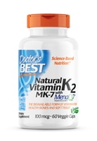 Натуральный витамин K2 MenaQ7® - 100 мкг - 60 растительных капсул - Doctor's Best Doctor's Best