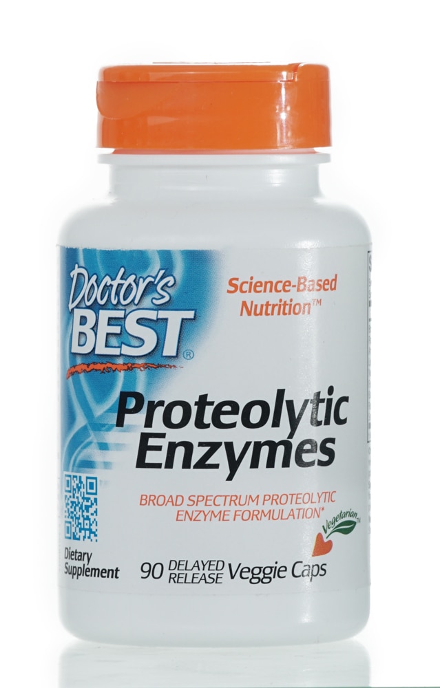 Doctor's Best Proteolytic Enzymes — 90 вегетарианских капсул с отсроченным высвобождением Doctor's Best