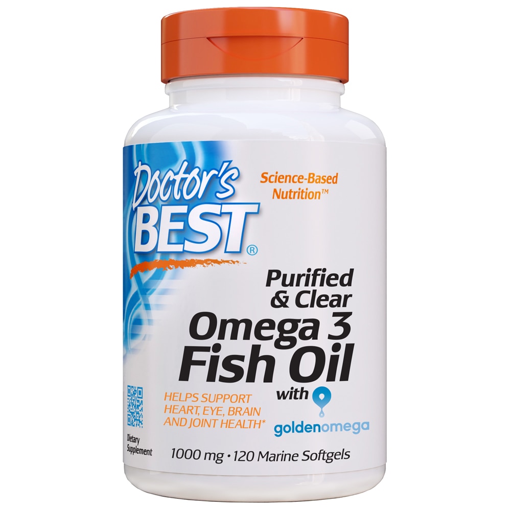 Очищенное и Прозрачное Рыбье Масло Омега 3 - 1000 мг - 120 мягких капсул - Doctor's Best Doctor's Best