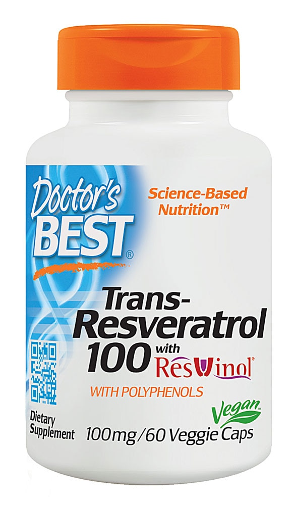 Транс-ресвератрол 100 с ресвинолом-25, 100 мг, 60 растительных капсул Doctor's Best
