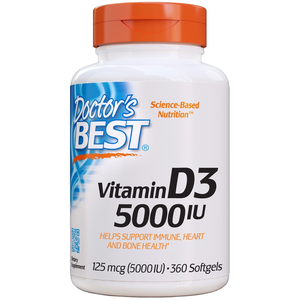 Витамин D3 - 5000 МЕ - 360 капсул - Doctor's Best Doctor's Best