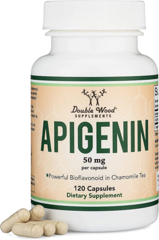 Апигенин -- 50 мг -- 120 капсул Double Wood Supplements