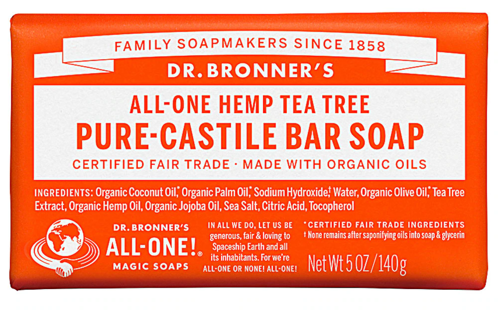 All-One Pure-Castile Bar Soap Hemp Tea Tree -- 5 oz Dr. Bronner's