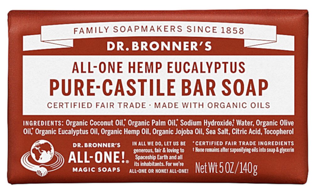 Волшебное мыло Dr. Bronner's All-One Hemp Pure-Castile Soap Eucalyptus -- 5 унций Dr. Bronner's