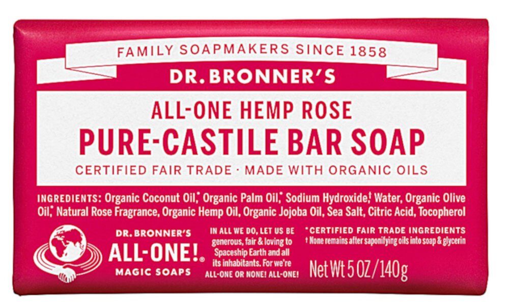 Волшебное мыло Dr. Bronner's All-One Hemp Pure-Castile Soap Rose -- 5 унций Dr. Bronner's